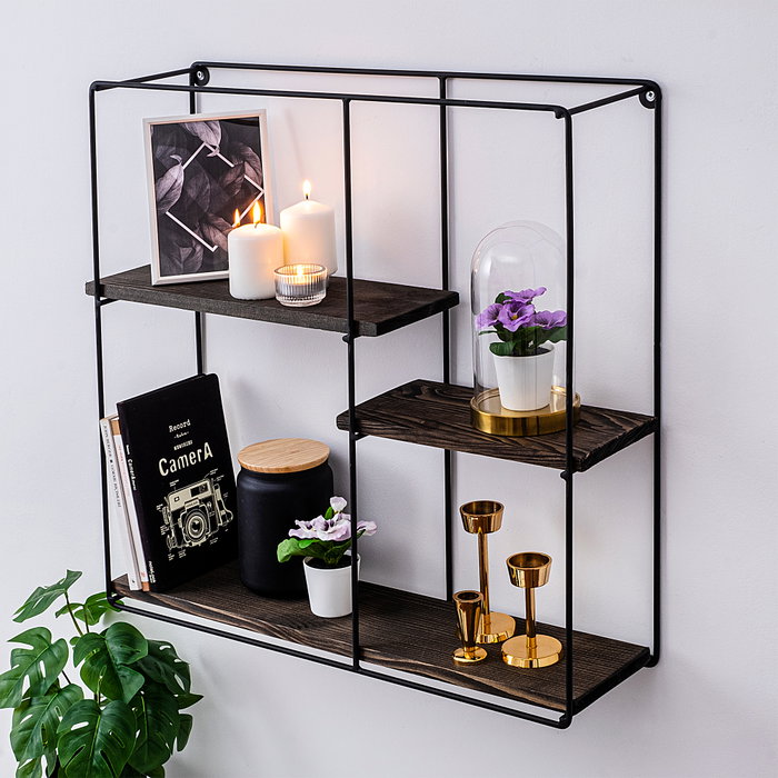 Hanah Home Estantería de Pared Lilac Negro y Nogal Hanah Home Estantería de Pared Lilac Negro y Nogal